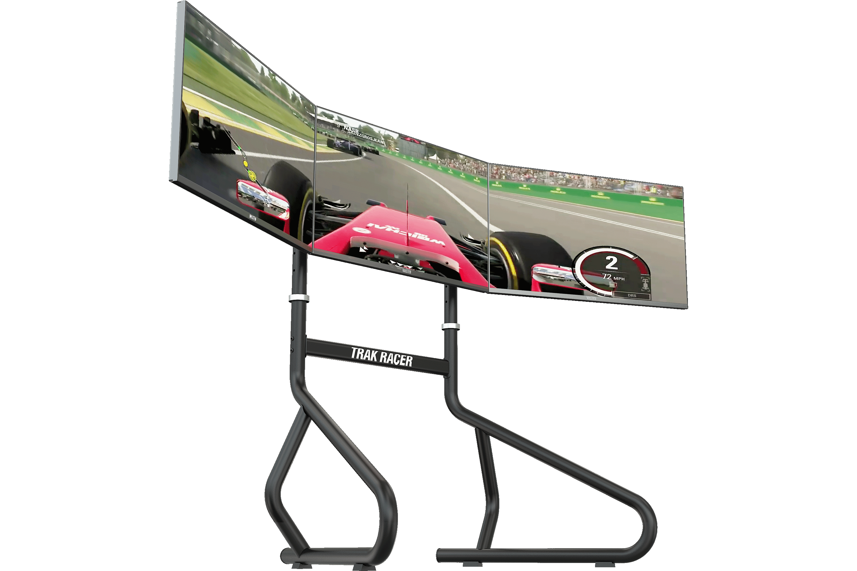 Freestanding Triple (3) Monitor Stand – 32" to 45" Displays for Sim Racing, Flight Simulation & Truck Simulators