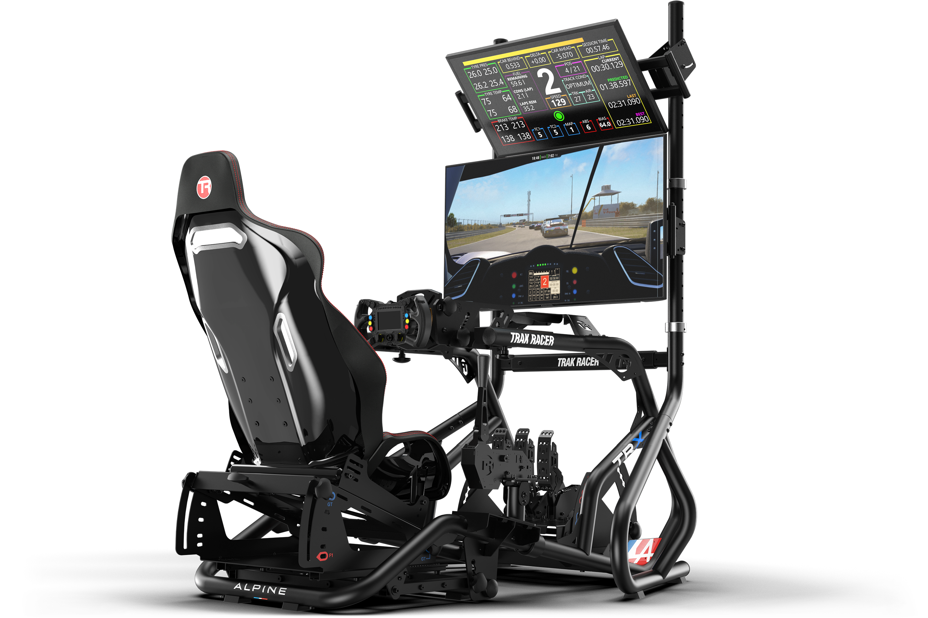 Freestanding Dual (2) Monitor Stand, Upgradeable to Triple – Up to 80" Display for Sim Racing, Flight Simulation & Truck Simulators