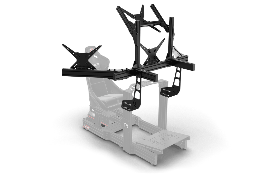 Cockpit-Mounted Quad (4) Monitor Stand – Up to 45" Displays for Sim Racing, Flight Simulation & Truck Simulators