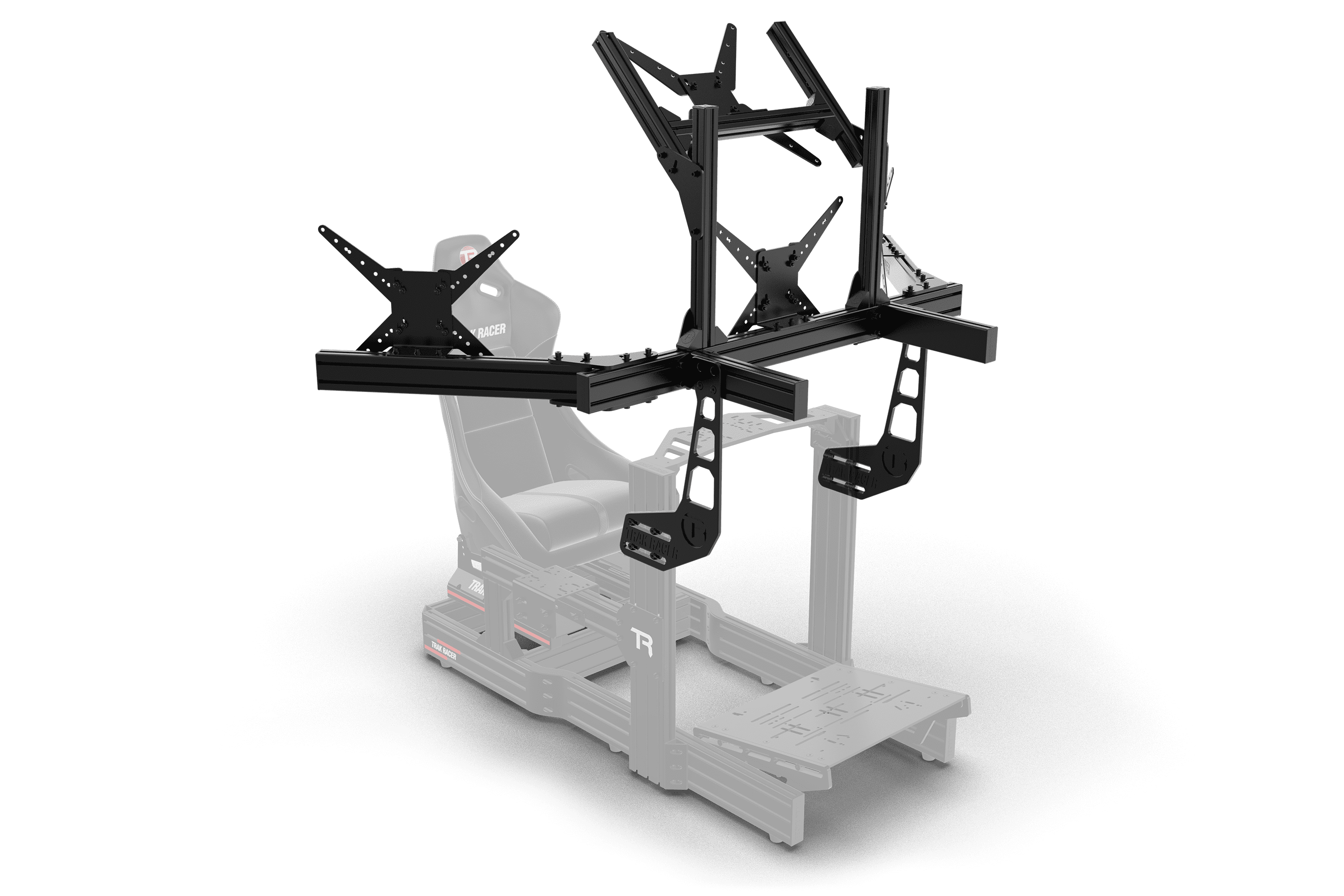 Cockpit-Mounted Quad (4) Monitor Stand – Up to 45" Displays for Sim Racing, Flight Simulation & Truck Simulators