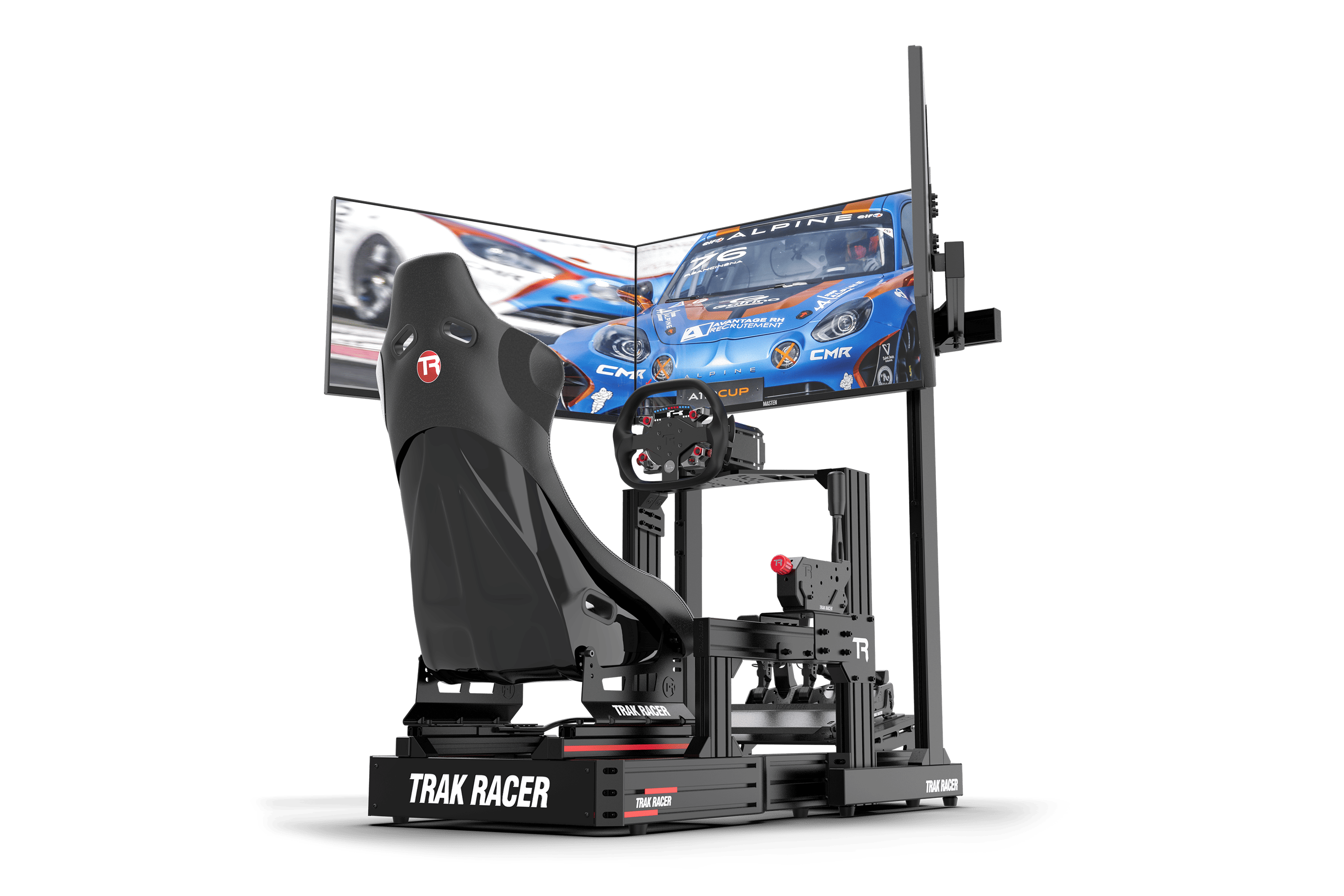 Freestanding Triple (3) Monitor Stand – Up to 45" Displays for Sim Racing, Flight Simulation & Truck Simulators