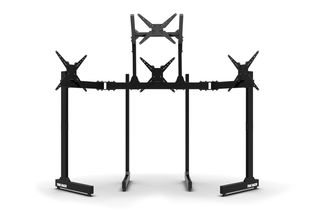 Freestanding Quad (4) Monitor Stand with Extra Leg Supports – Up to 55" Displays for Sim Racing, Flight Simulation & Truck Simulators