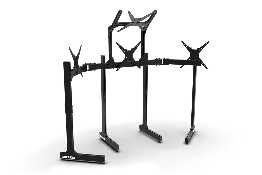Freestanding Quad (4) Monitor Stand with Extra Leg Supports – Up to 55" Displays for Sim Racing, Flight Simulation & Truck Simulators