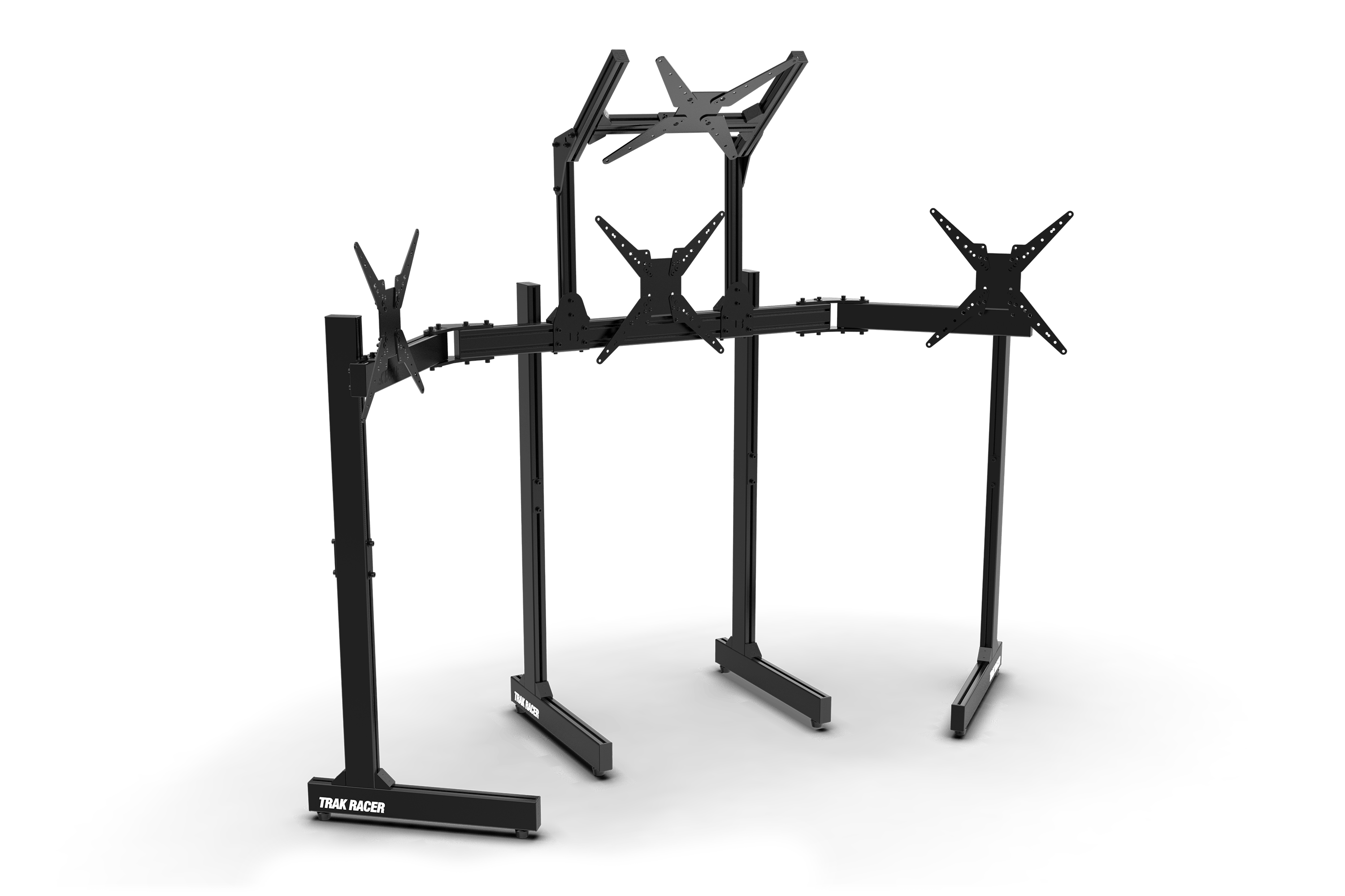 Freestanding Quad (4) Monitor Stand with Extra Leg Supports – Up to 55" Displays for Sim Racing, Flight Simulation & Truck Simulators