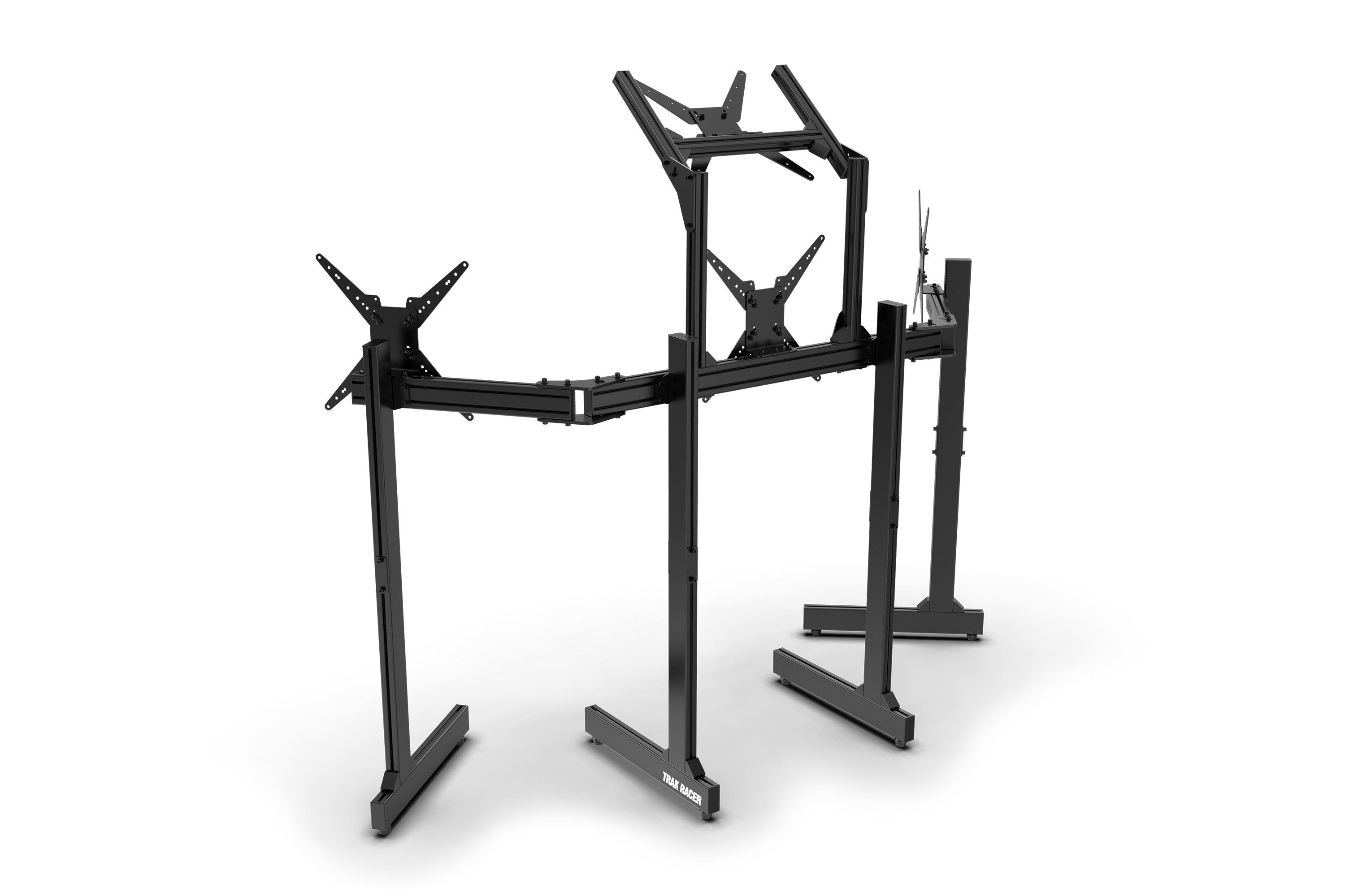 Freestanding Quad (4) Monitor Stand with Extra Leg Supports – Up to 55" Displays for Sim Racing, Flight Simulation & Truck Simulators