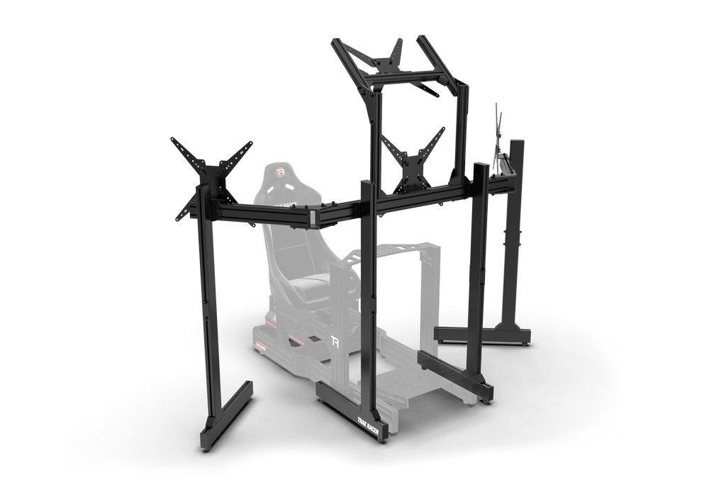 Freestanding Quad (4) Monitor Stand with Extra Leg Supports – Up to 55" Displays for Sim Racing, Flight Simulation & Truck Simulators
