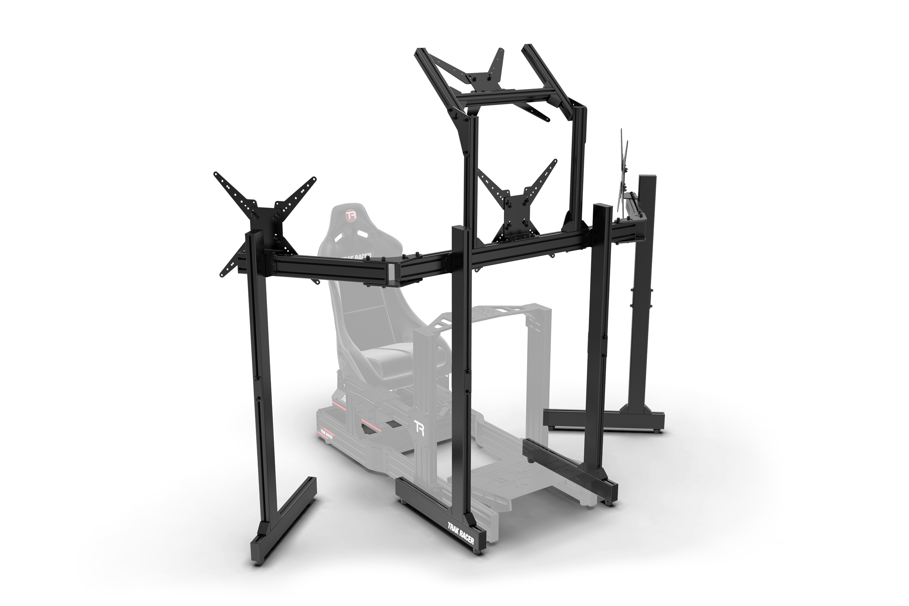 Freestanding Quad (4) Monitor Stand with Extra Leg Supports – Up to 55" Displays for Sim Racing, Flight Simulation & Truck Simulators