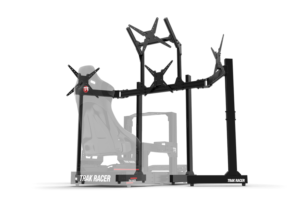 Freestanding Quad (4) Monitor Stand with Extra Leg Supports – Up to 55" Displays for Sim Racing, Flight Simulation & Truck Simulators