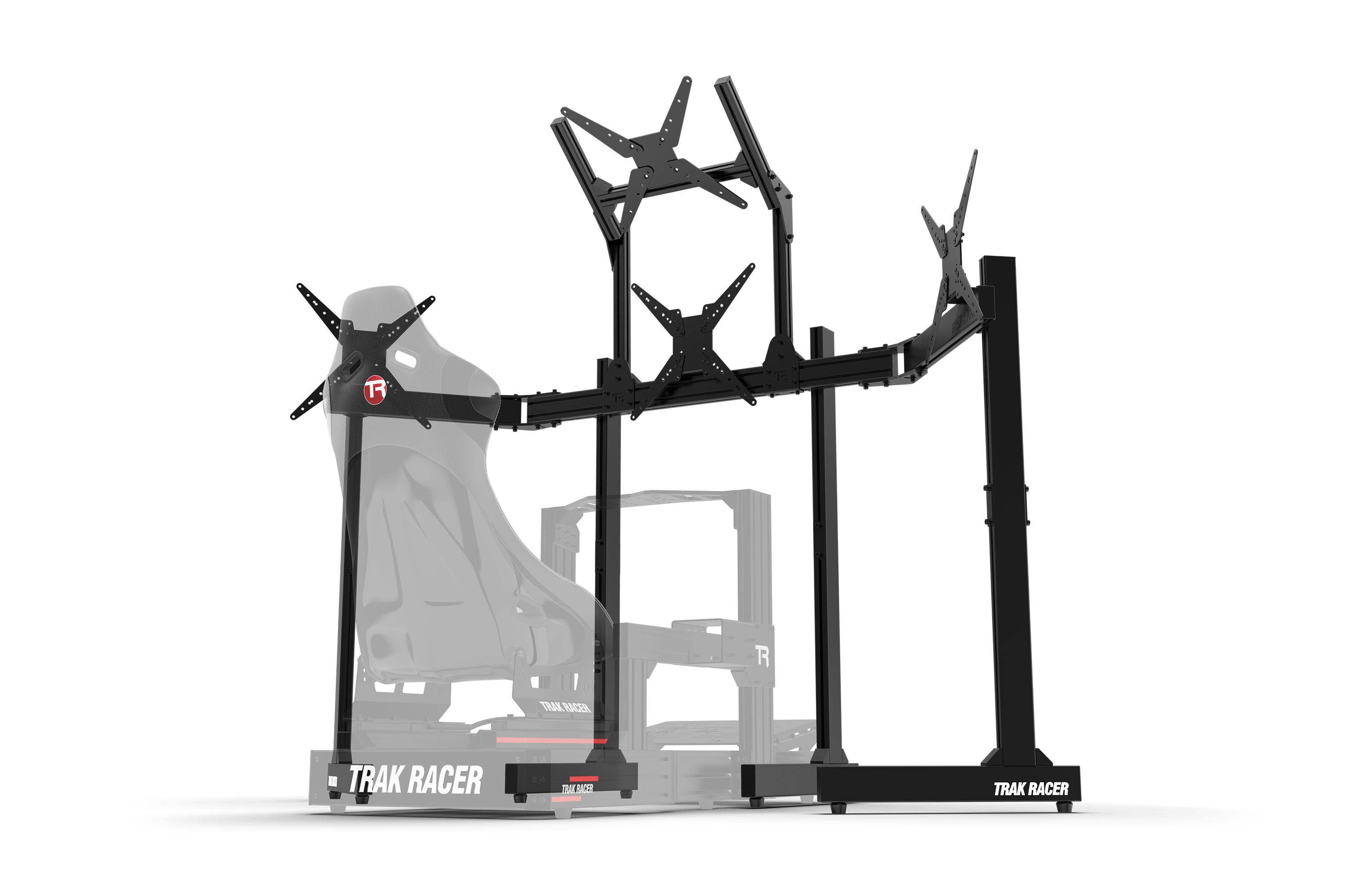 Freestanding Quad (4) Monitor Stand with Extra Leg Supports – Up to 55" Displays for Sim Racing, Flight Simulation & Truck Simulators