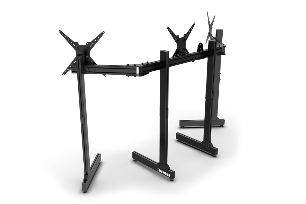Freestanding Triple (3) Monitor Stand with Extra Leg Supports – Up to 55" Displays for Sim Racing, Flight Simulation & Truck Simulators