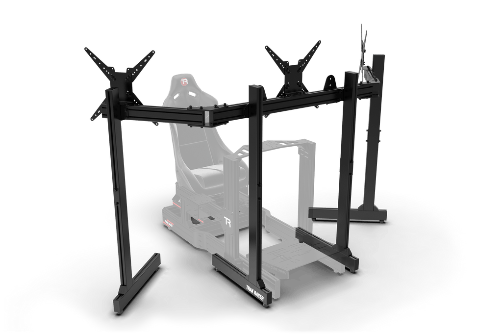 Freestanding Triple (3) Monitor Stand with Extra Leg Supports – Up to 55" Displays for Sim Racing, Flight Simulation & Truck Simulators
