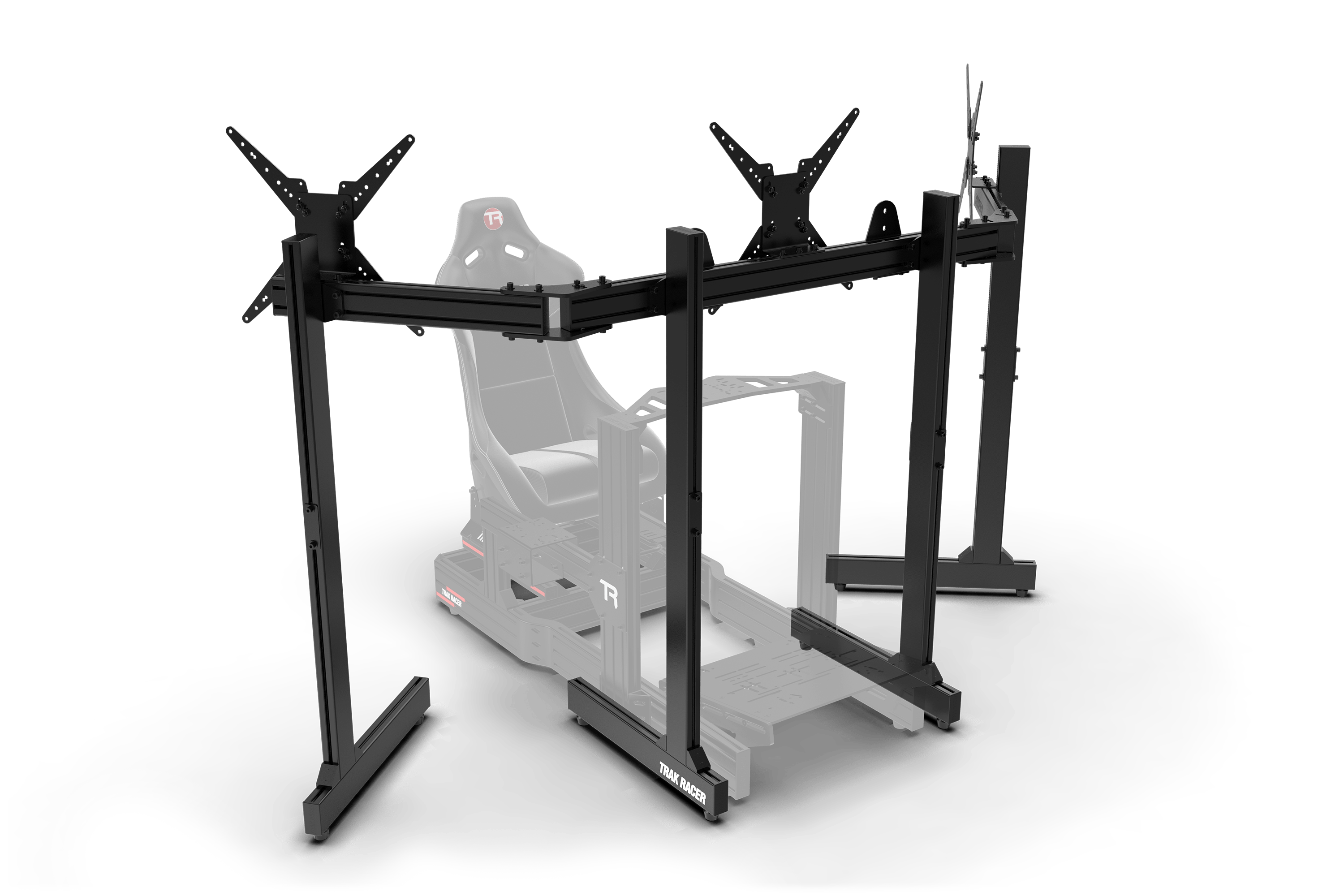 Freestanding Triple (3) Monitor Stand with Extra Leg Supports – Up to 55" Displays for Sim Racing, Flight Simulation & Truck Simulators