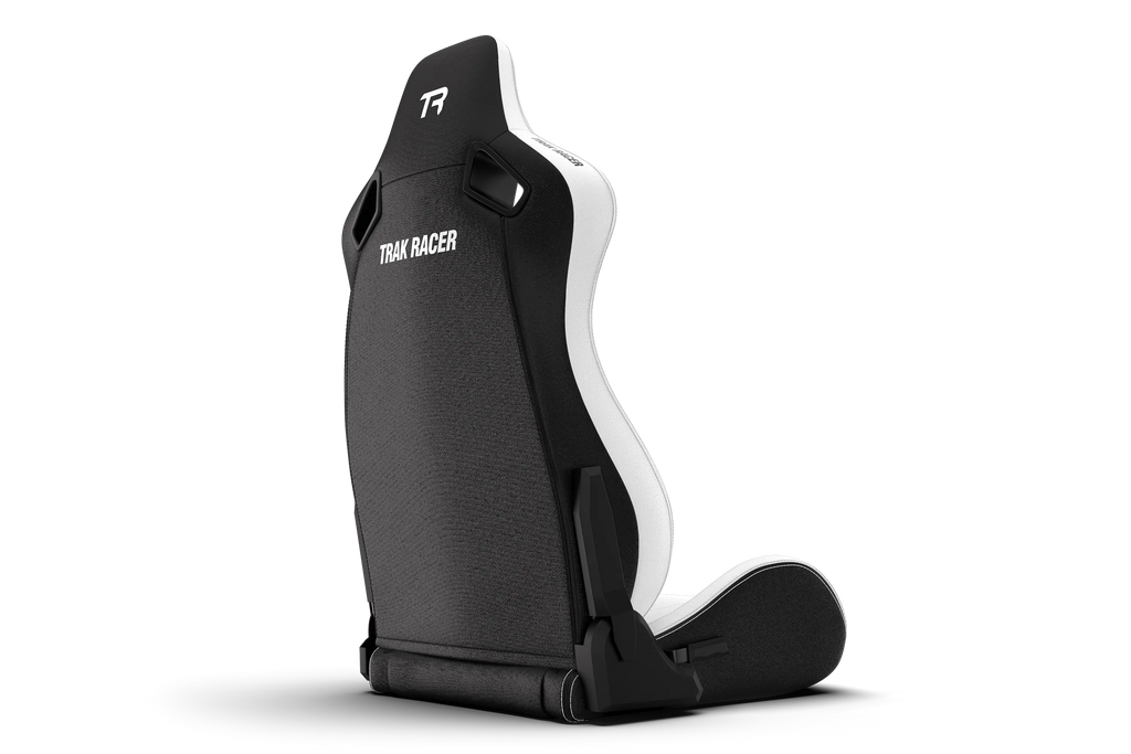 RE2 Dual-Lock Reclining Sim Racing Seat - White Diamond-Stitched Leather-Style
