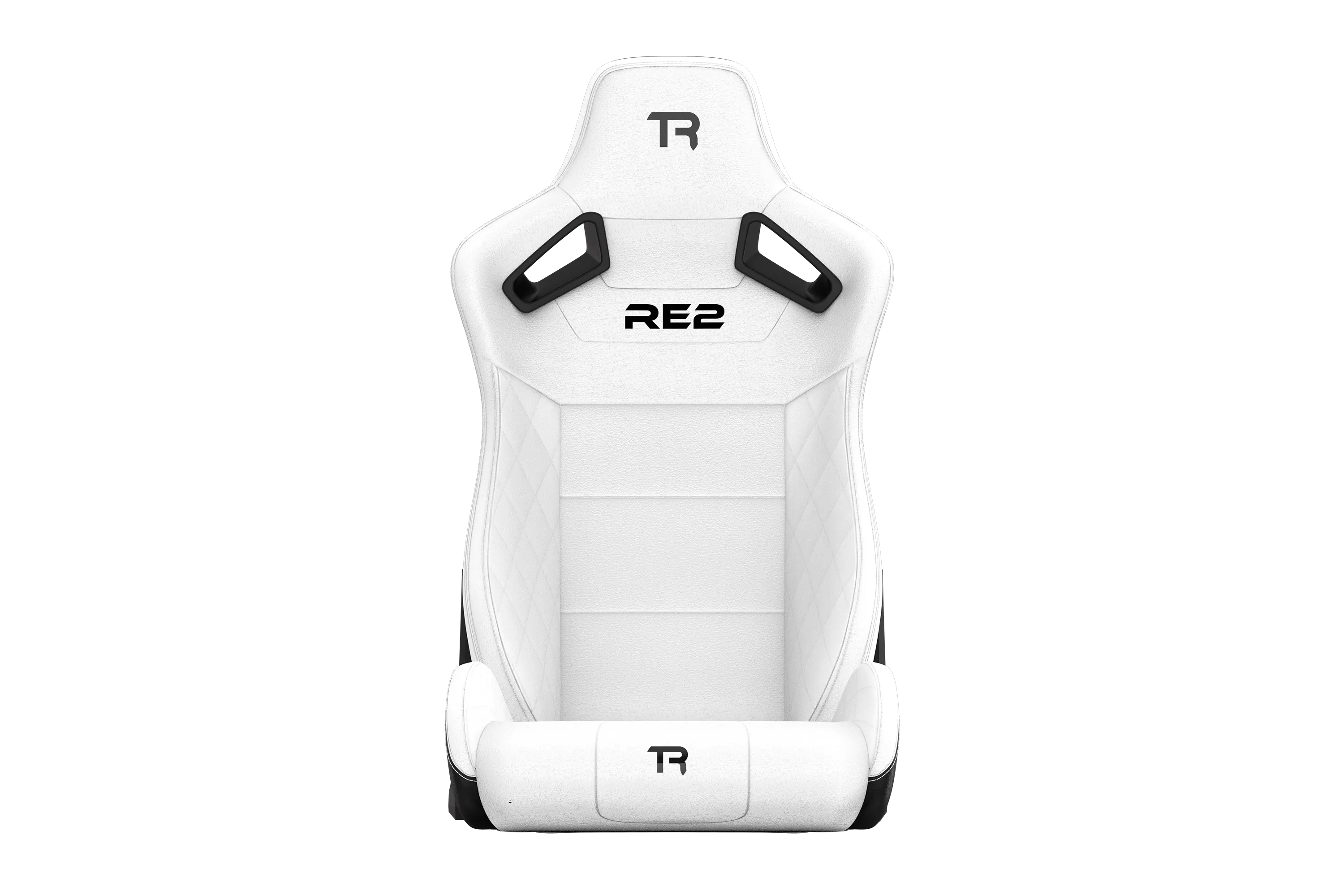 RE2 Dual-Lock Reclining Sim Racing Seat - White Diamond-Stitched Leather-Style