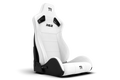RE2 Dual-Lock Reclining Sim Racing Seat - White Diamond-Stitched Leather-Style