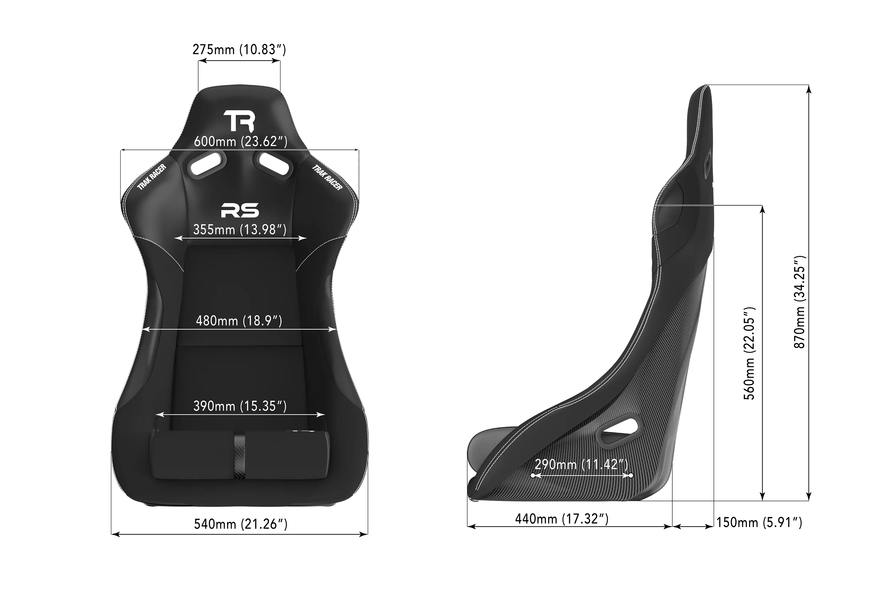 RS GT Rally-Pro Racing Bucket Seat - Carbon Fiber Finish