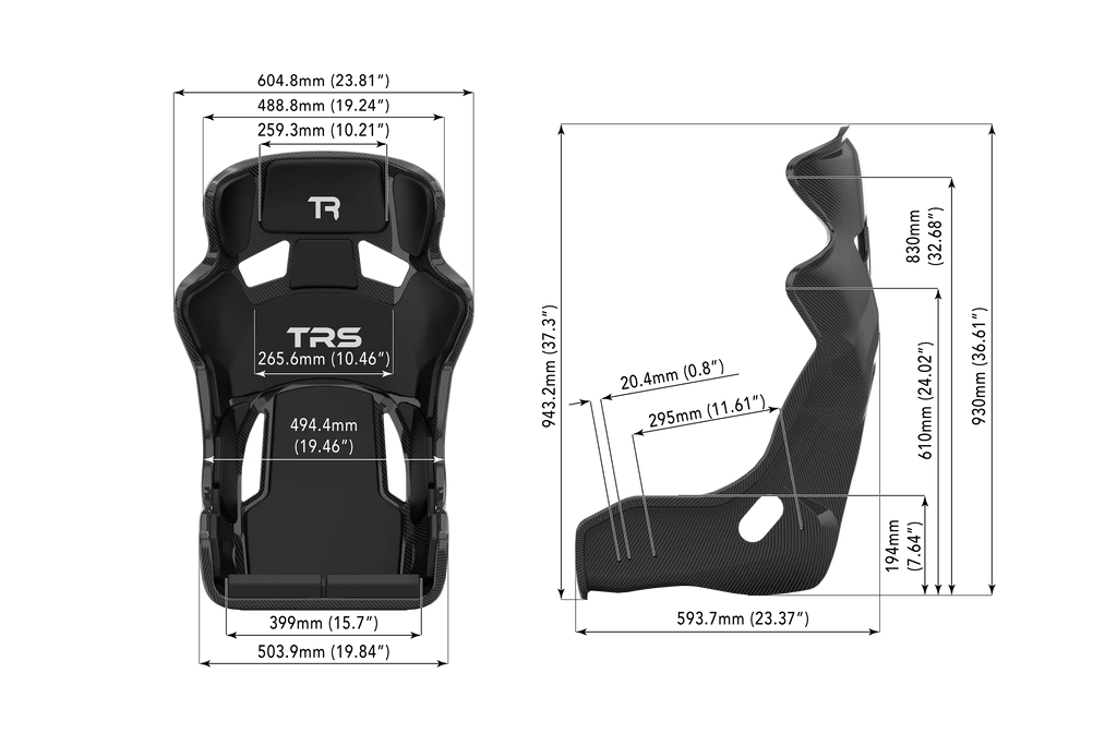 TRS TR Series GT Pro Racing Bucket Seat - Full Dry Carbon Fiber