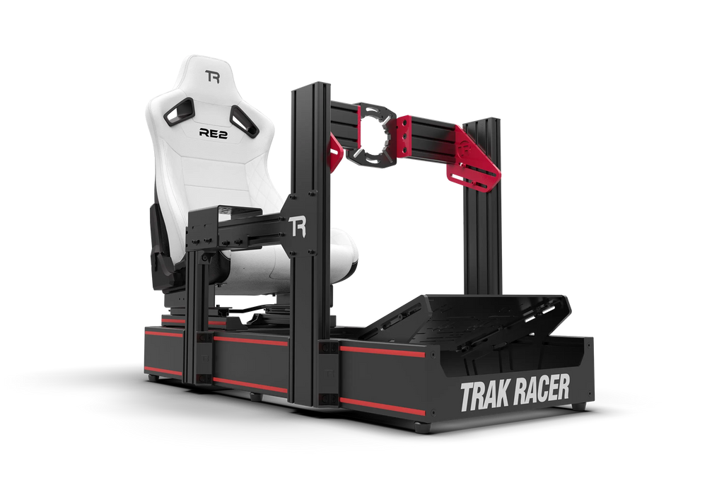 RE2 Dual-Lock Reclining Sim Racing Seat - White Diamond-Stitched Leather-Style