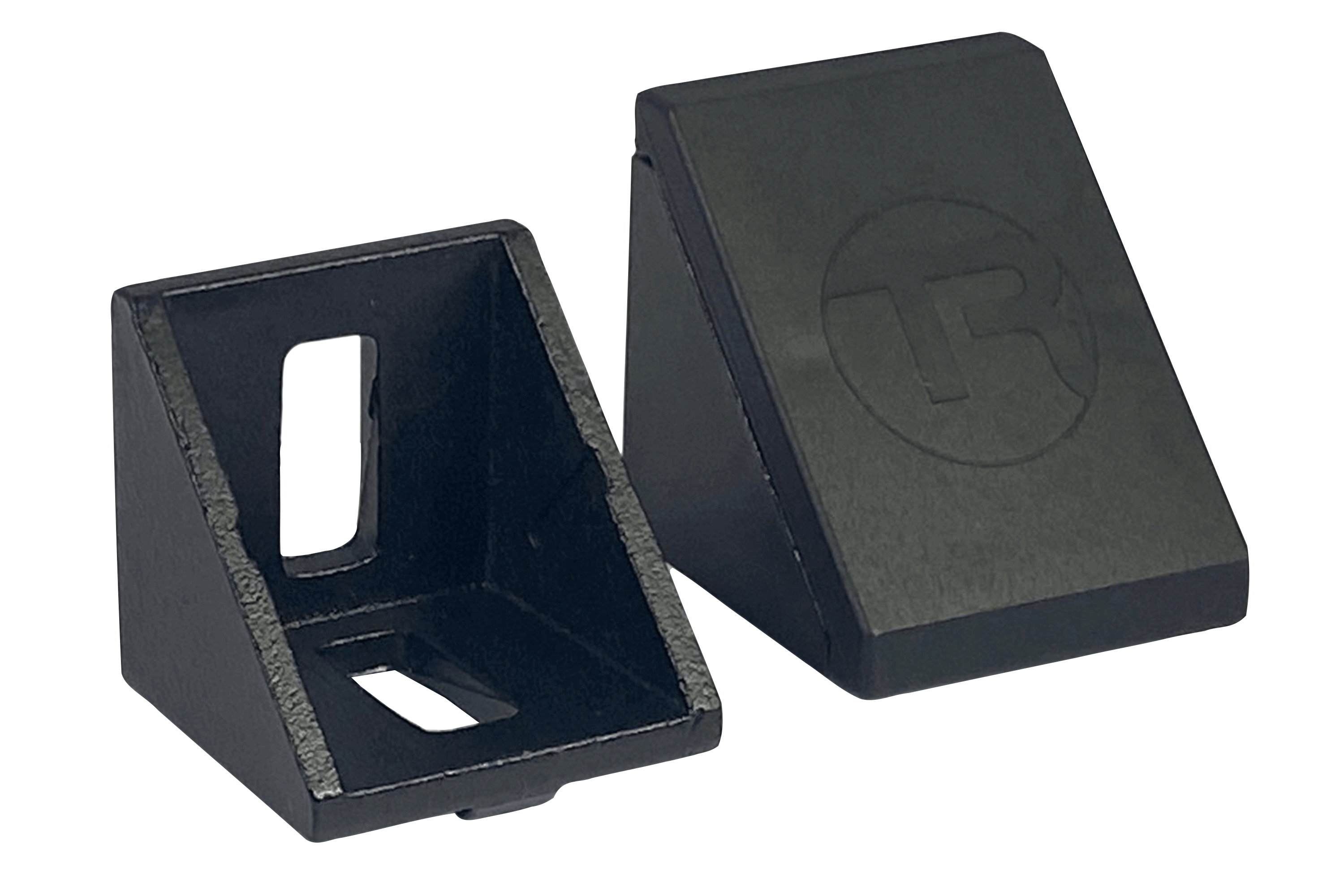 40mm (1.57") Aluminium Corner Bracket & Cap — For 8mm (0.31") Slot Extrusion Profiles