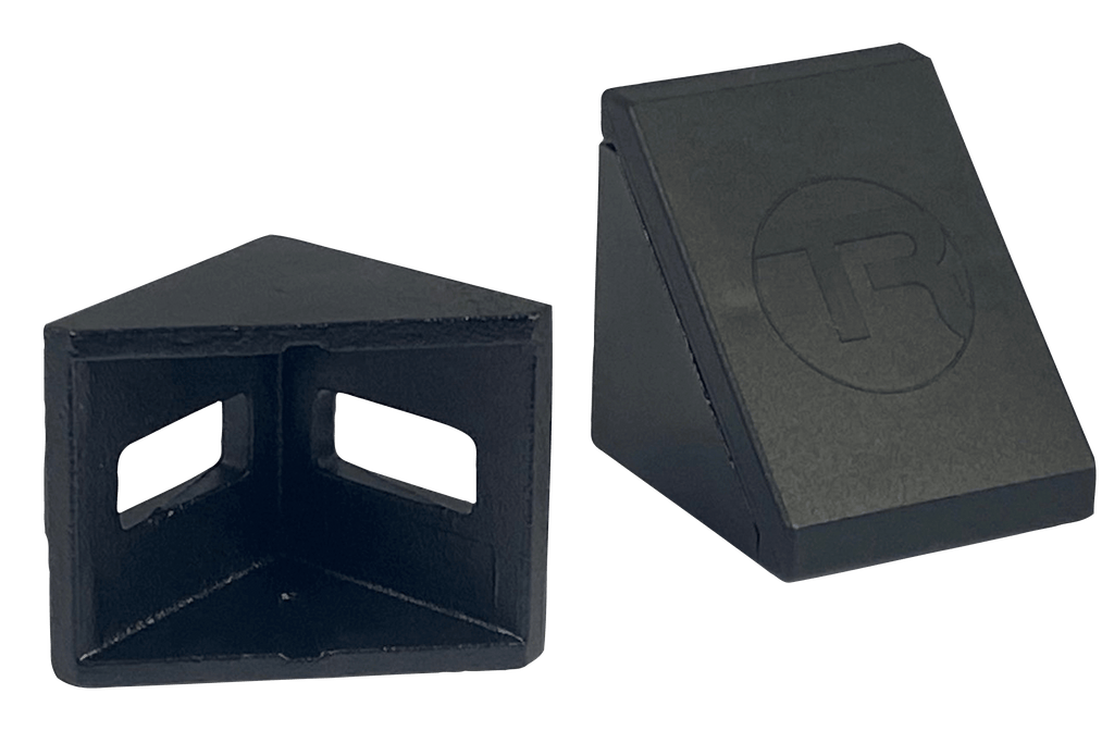 40mm (1.57") Aluminium Corner Bracket & Cap — For 8mm (0.31") Slot Extrusion Profiles
