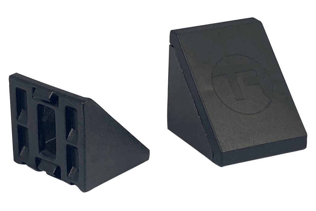 40mm (1.57") Aluminium Corner Bracket & Cap — For 8mm (0.31") Slot Extrusion Profiles