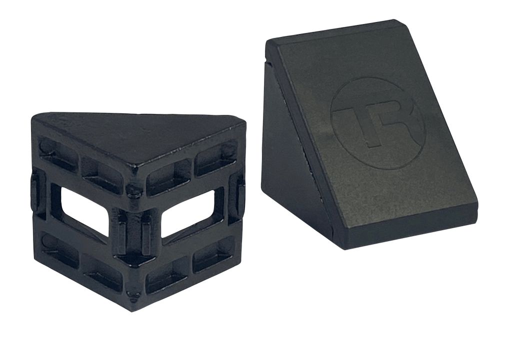 40mm (1.57") Aluminium Corner Bracket & Cap — For 8mm (0.31") Slot Extrusion Profiles