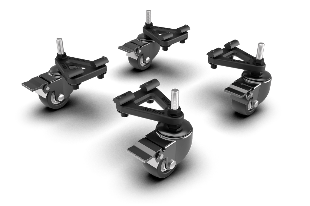 Universal Commercial-Grade Caster Wheels with Brake & Mounting Brackets (Set of 4)