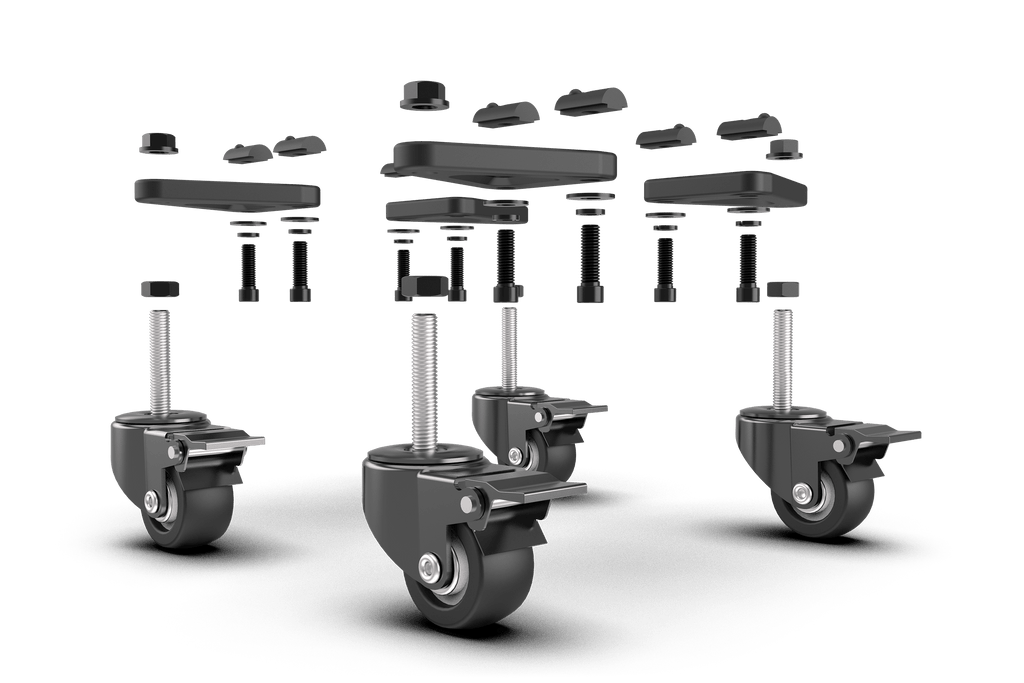 Universal Commercial-Grade Caster Wheels with Brake & Mounting Brackets (Set of 4)