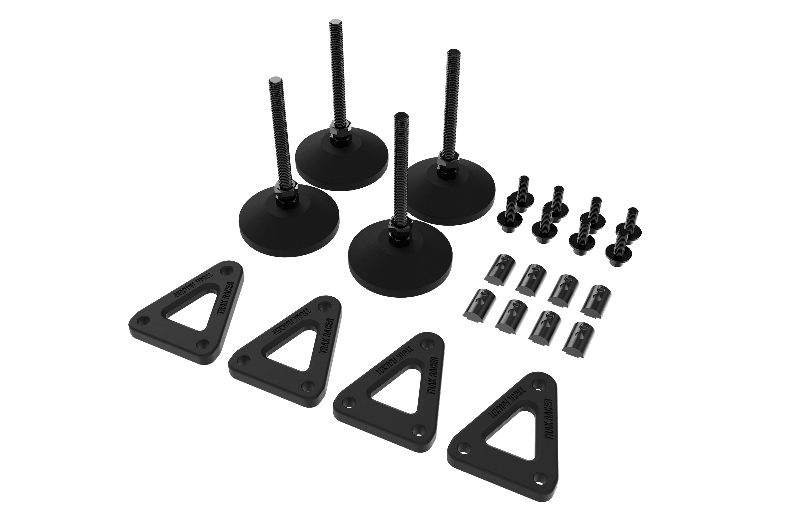Adjustable Levelling Legs with Rubber Feet & Mounting Plates (Set of 4) for Sim Rig Chassis